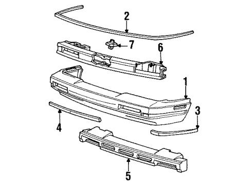 1990 Oldsmobile Cutlass Calais Bumper & Components - Front Diagram