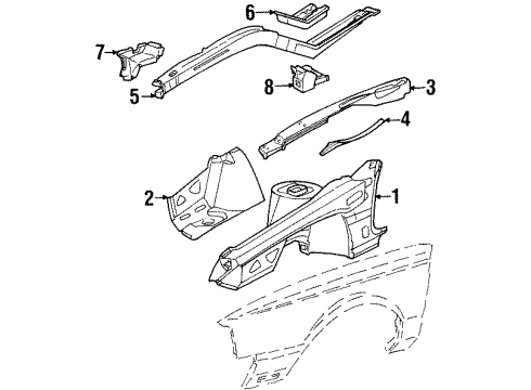 1988 Oldsmobile Delta 88 Structural Components & Rails Diagram