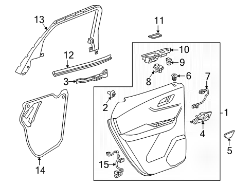 2022 Chevy Blazer Door Trim Panel, Black, Rear Driver Side Diagram for 84610863