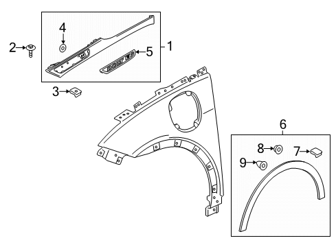 2018 Chevy Bolt EV Wheel Opening Molding, Front Driver Side Diagram for 42617384
