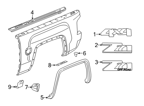 2019 Chevy Silverado 3500 HD Exterior Trim - Pick Up Box Diagram 2 - Thumbnail