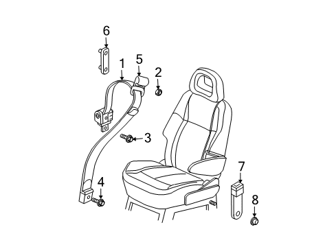 2005 Buick Rendezvous Seat Belt - Body Diagram 3 - Thumbnail