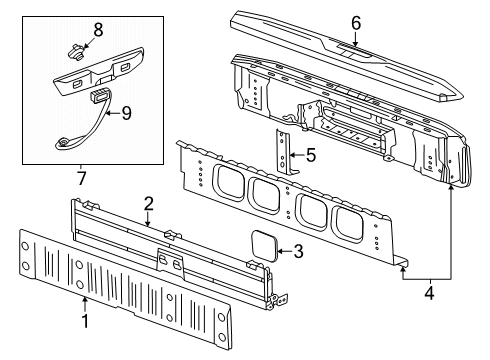 2024 GMC Sierra EV Tail Gate Diagram