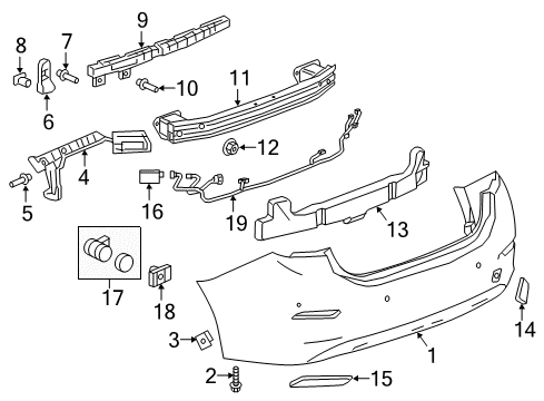 2018 Chevy Cruze Bumper & Components - Rear Diagram 3 - Thumbnail