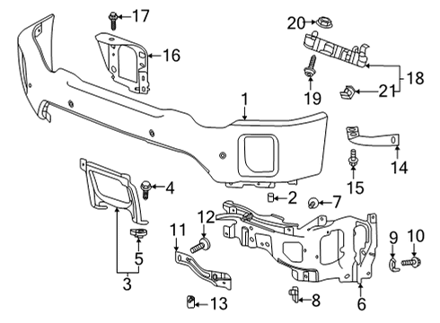2023 GMC Sierra 3500 HD Bumper Bracket Bolt, Rear Diagram for 11601916