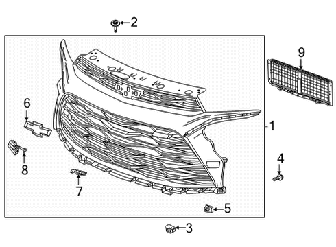 2023 Chevy Trailblazer Grille & Components Diagram 3 - Thumbnail