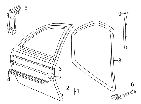 1996 Pontiac Sunfire Door Shell, Front Driver Side Diagram for 21997447