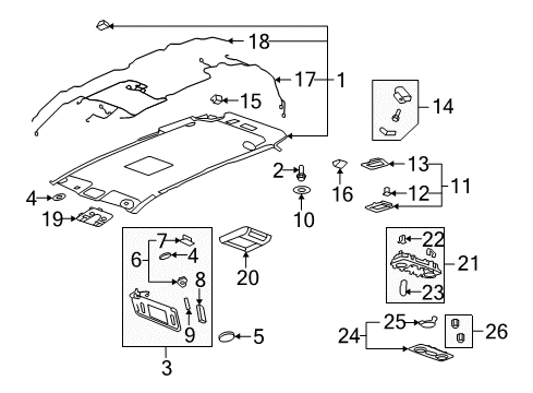 2008 Buick Enclave Interior Trim - Roof Diagram