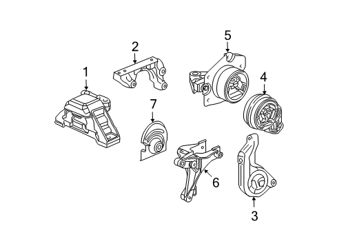 2008 Chevy HHR Rear Trans Mount, Blue Diagram for 25892537