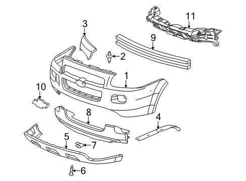 2007 Chevy Uplander Bumper & Components - Front Diagram