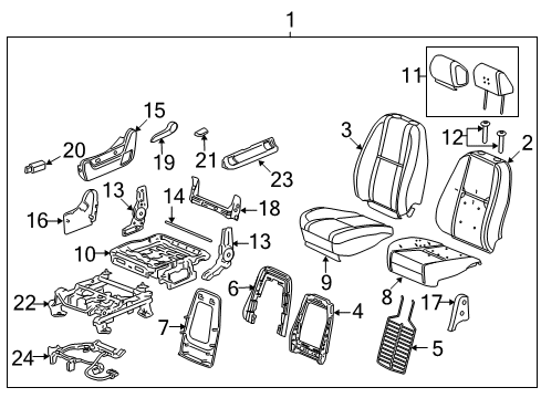 2009 Chevy Suburban 2500 Headrest, Driver Side Diagram for 20757993