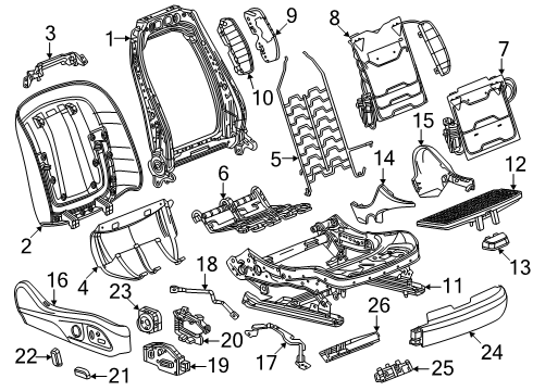 2021 Cadillac CT4 Seat Switch, Jet Black, Front Passenger Side Diagram for 84689844