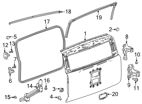 2024 GMC Hummer EV SUV Back Door & Components Diagram