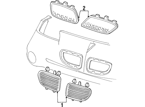 2001 Pontiac Grand Prix Grille, Black, Passenger Side Diagram for 10283640