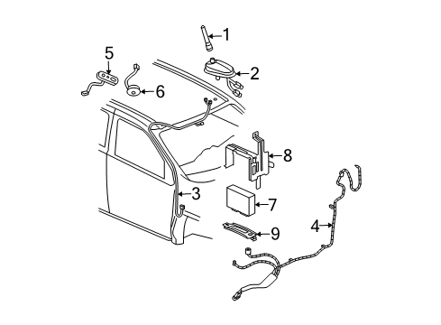 2007 Buick Rendezvous Transceiver Retainer Diagram for 10310753