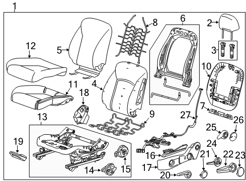 2014 Buick Verano Tilt Lever Cap, Jet Black Diagram for 95971309