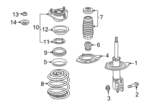 2005 Chevy Equinox Strut Mount Bolt Diagram for 11589082