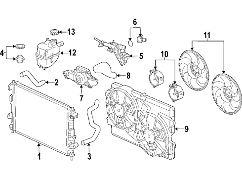 2004 Saturn Vue Radiator & Components Diagram 4 - Thumbnail