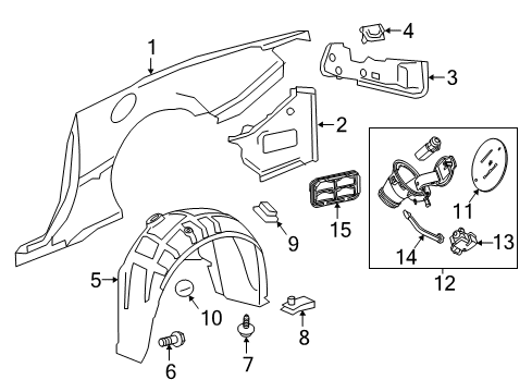 2018 Chevy Camaro Quarter Panel, Rear Driver Side Diagram for 84126574