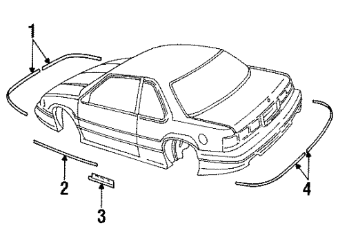 1991 Chevy Lumina Stripe Tape, Rear Passenger Side Diagram for 10178356