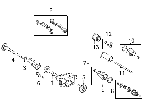 2007 Chevy Silverado 2500 HD Front Axle & Carrier Diagram