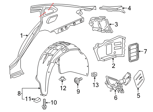 2025 Chevy Malibu Quarter Panel & Components Diagram