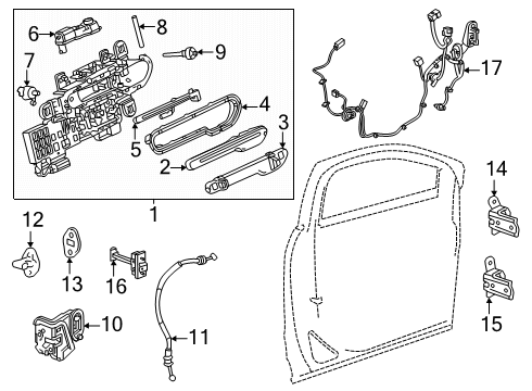 2025 Cadillac OPTIQ Front Door - Lock & Hardware Diagram