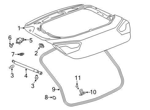 2018 Chevy Cruze Trunk Lid & Components Diagram