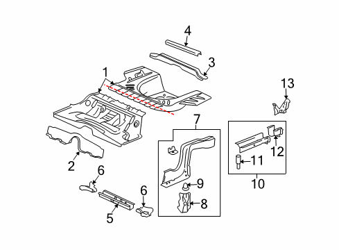 2011 Cadillac STS Rear Floor & Rails Diagram