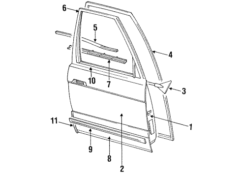 1994 Oldsmobile Cutlass Supreme Rocker Molding Retainer Diagram for 10220975
