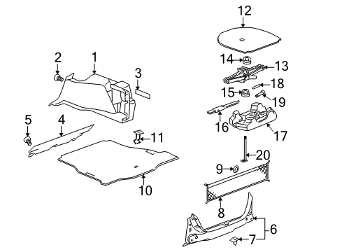 2009 Buick LaCrosse Rear Body Trim Retainer Screw Diagram for 10204670