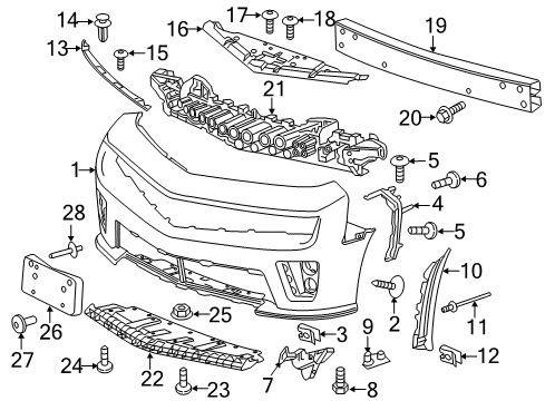 2013 Chevy Camaro Extension, Front Inner Passenger Side Diagram for 22895340