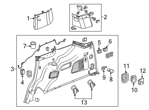 2015 Chevy Tahoe Interior Trim - Quarter Panels Diagram