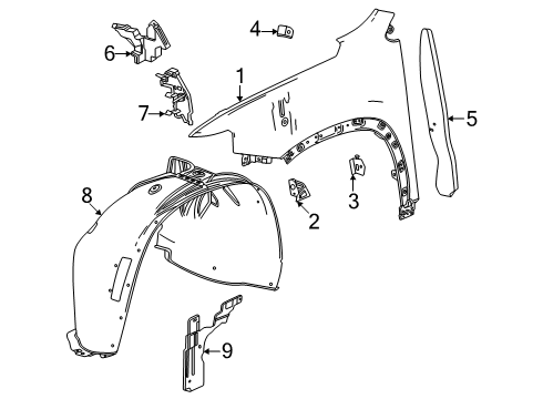 2024 GMC Acadia Bracket, Front Fender, Lower Diagram for 84883765