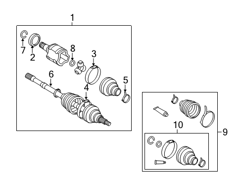 2009 Pontiac Vibe Drive Axles - Rear Diagram