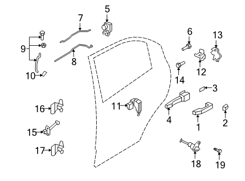 2007 Chevy Aveo Rear Door - Lock & Hardware Diagram