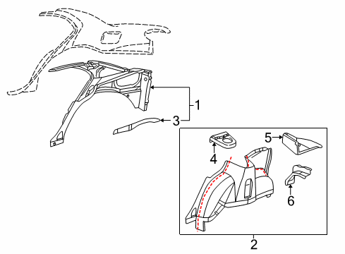 1997 Pontiac Sunfire Inner Panel Assembly Diagram for 88955178