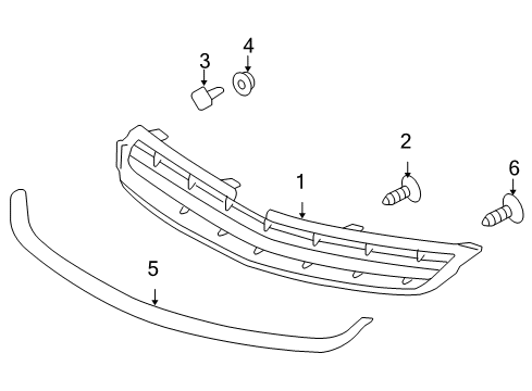 2008 Saturn Vue Grille & Components Diagram 3 - Thumbnail