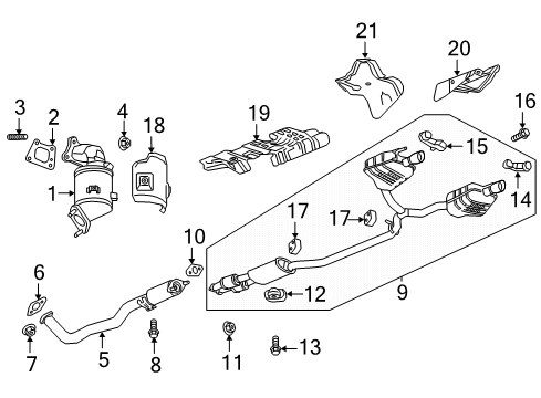 2021 GMC Acadia Catalytic Converter, Passenger Side Diagram for 85132441