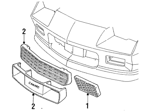 1989 Chevy Camaro Grille Diagram for 14080490
