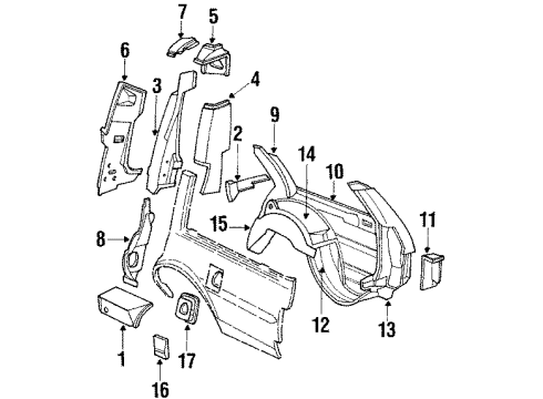 1986 Chevy Caprice Inner Components - Quarter Panel Diagram 3 - Thumbnail