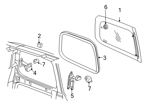 2005 Pontiac Montana Glass, Driver Side Diagram for 15245084