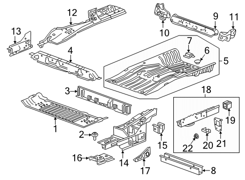 2024 GMC Terrain Rear Floor & Rails Diagram