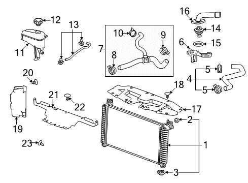 2009 Chevy Silverado 1500 Radiator & Components Diagram