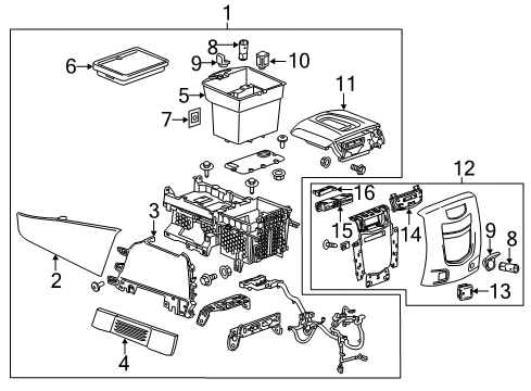 2016 Cadillac Escalade Console Assembly Diagram for 23268285