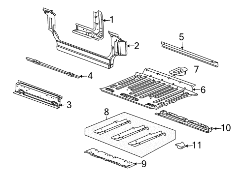 2007 Hummer H2 Rear Floor Pan Diagram for 15098144