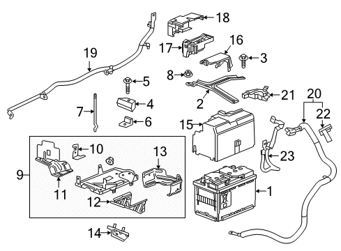 2019 Chevy Malibu Battery Holder Diagram for 84109393