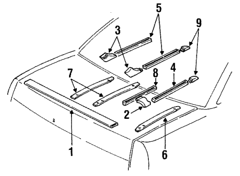 1990 Oldsmobile Cutlass Supreme Slat Insulator, Driver Side Diagram for 3637212