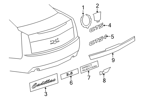 2012 Cadillac CTS Exterior Trim - Trunk Diagram