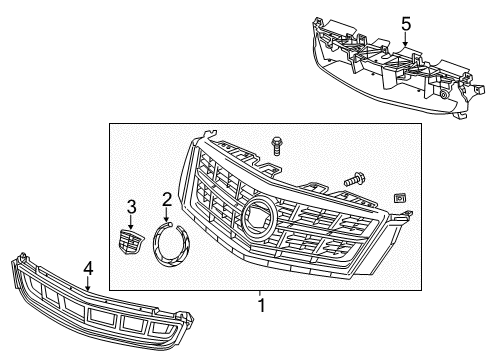 2014 Cadillac XTS Grille & Components Diagram 2 - Thumbnail